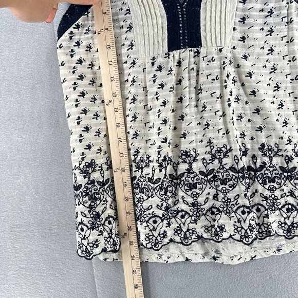 Lucky Brand Womens Peasant Tops S Cream Boho Flutter Sleeve Crochet Lace Boho - Picture 9 of 16